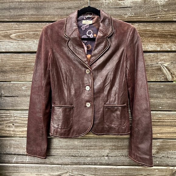 Butter-soft Leather Blazer w/ 100% Silk Lining Suede Trim & Gold Topstitching S - Picture 13 of 13